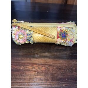 Laura Lee Designs Beaded Yellow Small Bag Mermaid 9 Inches